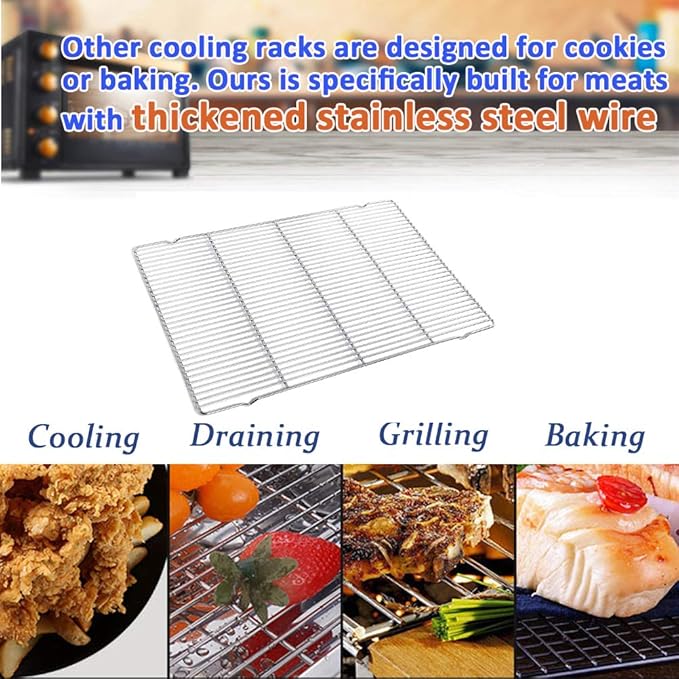 Wire Cooling Racks For Baking 9.3"X13.6" Oven Safe Small Grid Fits Air Fryer/Stockpot/Instant Pot/Pressure Cooker, Stainless Steel Rust Free Rectangle Canning Rack (9.3"X13.6",34.5X23.6cm)