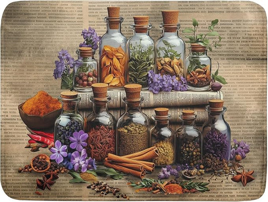 Herbs Kitchen Dish Drying Mat - Spice Bottle Absorbent Microfiber Dish Rack Mat Drying Pad 18 X 24 In by Giwawa