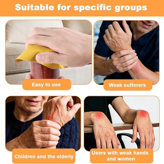 4pcs Rubber Jar Opener, 2 Round & 2 Square Rubber Bottle Opener Pads Non-Slip Texture Jar Lid Remover for the Elderly & Users with Weak Hands - Image 6