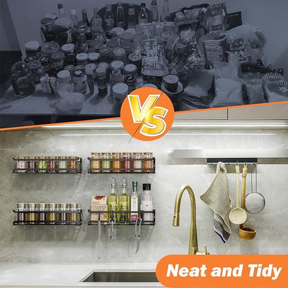 Bunoxea Spice Rack wall mounted 2 Pack, Space-Saving Spice Organizer for Spice Jars and Seasonings,Screw or Adhesive Hanging Spice Rack Organizer for Your Kitchen Cabinet,or Pantry Door - Image 5