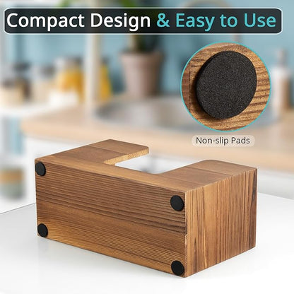 Paper Towel Dispenser Countertop, Burnt Wood Bathroom Paper Towel Holder, Napkin Holder for Kitchen, Countertop Multifold C-Fold, Z-Fold, Trifold Paper Hand Towel Dispenser for Bathroom Toilet - Image 4