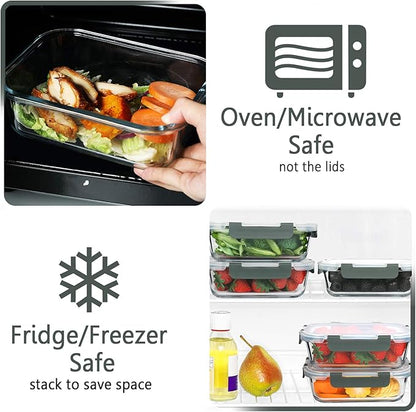 M MCIRCO [5-Packs, 36 Oz Glass Meal Prep Containers with Snap Locking Lids Glass Food Containers,Airtight Lunch Container,Microwave, Oven, Freezer and Dishwasher (4.5 Cup) - Image 9