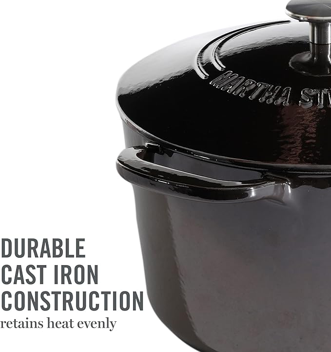 MARTHA STEWART Gatwick 7-Quart Enamel Cast Iron Dutch Oven Pot with Lid – Grey – Heavy-Duty Dutch Oven for Slow Cooking, Braising & Baking - Image 7