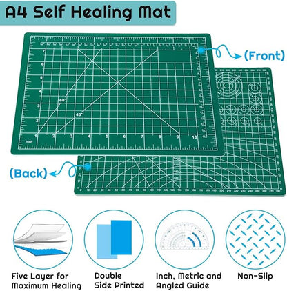anezus Self Healing Sewing Mat, Rotary Cutting Mat Double Sided 5-Ply Craft Cutting Board for Sewing Crafts Hobby Fabric Precision Scrapbooking Project 9inch x 12inch(A4) - Image 2