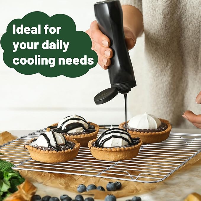 TeamFar Cooling Rack, 15.3” x 11.1” Stainless Steel Wire Baking Rack for Cooking Roasting Grilling, Fit for Oven Pan, Oven & Dishwasher Safe, Non-toxic & Heavy-Duty, 2PCS - Image 5