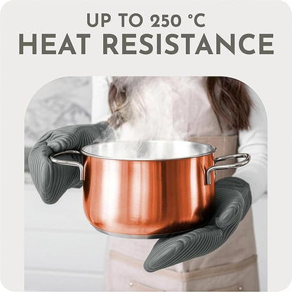 Extra Long Silicone Oven Mitts | Heat Resistant 500°F BPA-Free Food Grade Silicone Kitchen Mittens | 2-Piece Set of Oven Gloves Kitchens - Image 4
