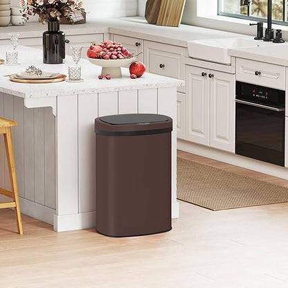 PayLessHere | 13 Gallon Stainless Steel Trash Can | Brown | Automatic Touchless Lid with Motion Sensor | Kitchen Garbage Can with Waterproof Design | for Home, Office, Bathroom | Pack of 1 - Image 2