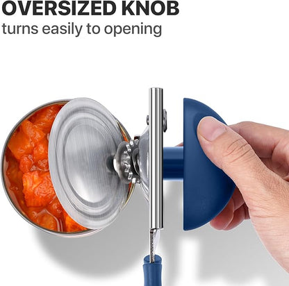 Can Opener Manual Heavy Duty, UHIYEE Hand Held Can Openers for Seniors with Comfort Grip Sharp Blade, Solid Steel Hand Manual Can Open with Magnet for Kitchen Camping, Blue - Image 4