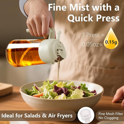 SWEET VIEW 2PCS Oil Sprayer for Cooking, 16oz/470ml Glass Oil Dispenser/Pour Bottle, Kitchen Accessories, Kitchen Gadgets for Air Fryer, Salad, BBQ, with Stickers (Green,White) - Image 3