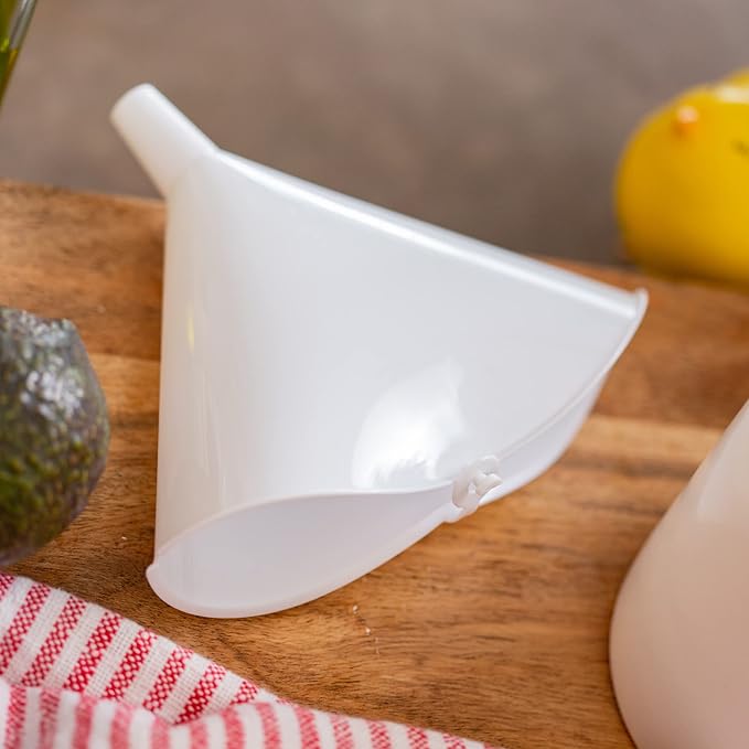 Chef Craft Select Plastic Folding Funnel, 5 inch Diameter 12 Ounce Capacity, White