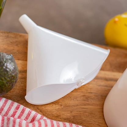 Chef Craft Select Plastic Folding Funnel, 5 inch Diameter 12 Ounce Capacity, White (Pack of 2)