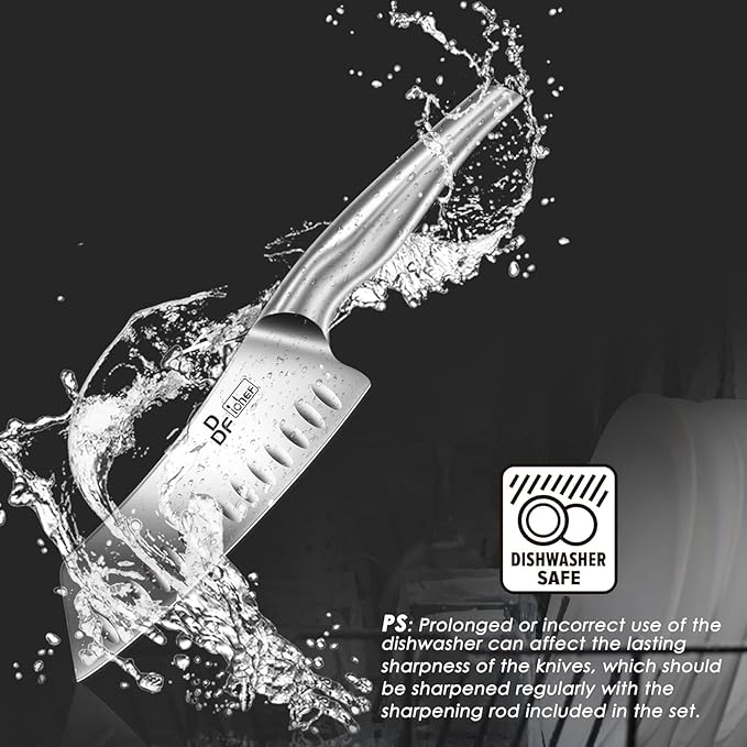 DDF iohEF Kitchen Knife Set with Block, 16 PCS Knife Sets for Kitchen with Block Japanese Stainless Steel, Ultra Sharp Chef Knife Set with Sharpener - Image 4