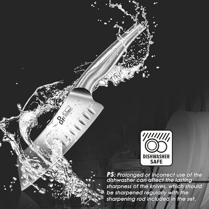 DDF iohEF Kitchen Knife Set with Block, 16 PCS Knife Sets for Kitchen with Block Japanese Stainless Steel, Ultra Sharp Chef Knife Set with Sharpener - Image 4