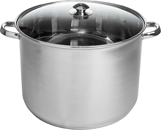 Ecolution Stainless Steel Stock Pot, Encapsulated Induction Ready Cooking Pot with Glass Lid, Oven Safe, Dishwasher Safe Soup Pot, 24-Quart by Ecolution