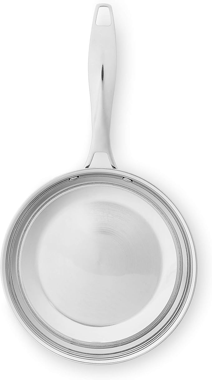 Amazon Basics 2-Piece Stainless Steel Induction Frying Pan Set, Oven Safe, Riveted Handle, Heat Distributes Evenly, 8-inch & 10-inch, Silver - Image 4