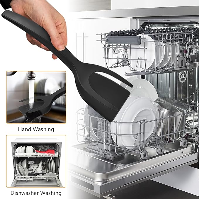Egg Flipper Spatula Tongs 2 PCS Spatula for Non Stick Frying Pan 2 in 1 Grip & Flip Kitchen Tongs, High Heat Resistant BPA Free Cooking Utensils, Ideal Cookware for Pancakes, Fish, Eggs, Toast