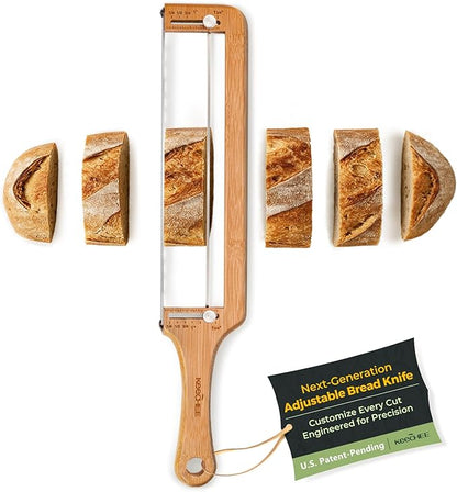 keechee Bread Pilot Adjustable Bread Knife – Upgraded Bread Slicer for Homemade & Sourdough Loaves, Serrated Stainless Blade with Precision Thickness Guide, Gift for Artisan Bakers by Keechee