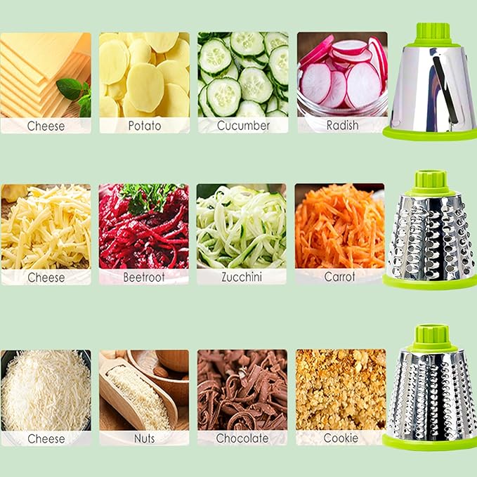 Cheese Grater with Handle, Multifunctional Manual Rotary Cheese Grater - Cheese Shredder Easily Chop Carrots, Potatoes, Vegetables and Fruits and Easy to Clean - Image 4