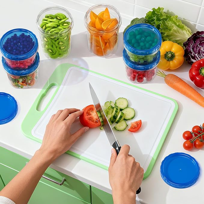 BiuLeon 12 Pack-17oz Freezer Storage Containers, Plastic Food Storage Containers with Twist Top Lids, BPA Free and Reusable Soup Containers with Lids, Leakproof/Microwave/Dishwasher Safe