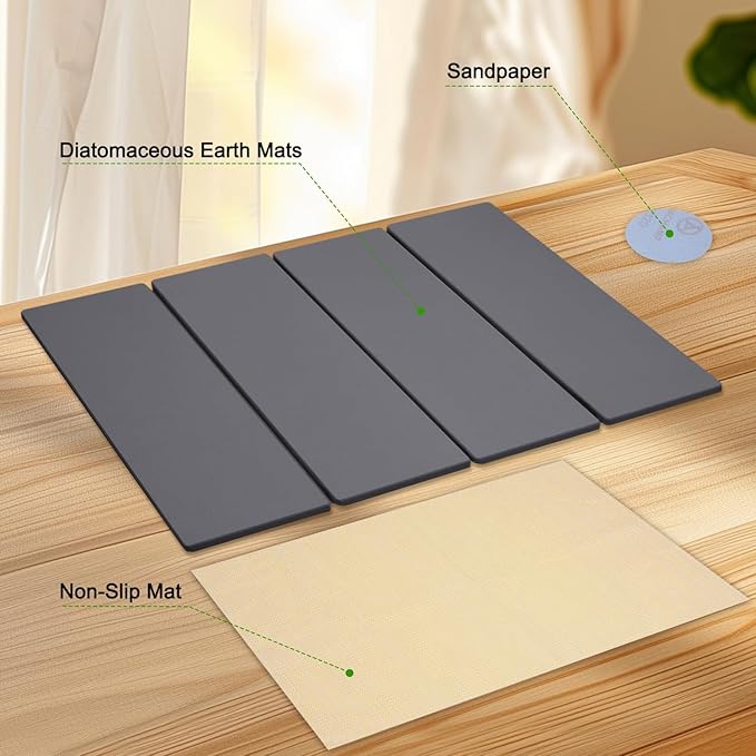 Large Dish Drying Mat for Kitchen Counter,24"×16"Fast Dry Pad Absorbent Countertop Mat, Heat-resistant Mat,Diatomaceous Earth Mats,Gray - Image 4