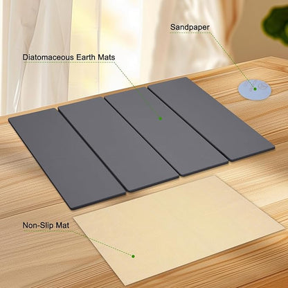 Large Dish Drying Mat for Kitchen Counter,24"×16"Fast Dry Pad Absorbent Countertop Mat, Heat-resistant Mat,Diatomaceous Earth Mats,Gray - Image 4