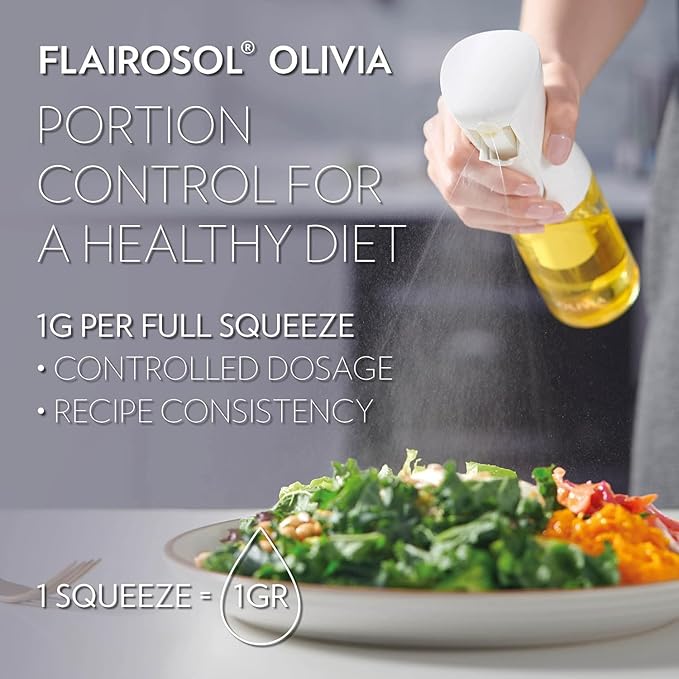 OLIVIA SIGNATURE Advanced Kitchen Oil Sprayer Technology, Fine Mist & Portion Control, Refillable Glass Olive Oil Cooking Spray Bottle for Air Fryer, Salad, BBQ, 130ml (Gold Print) - Image 5