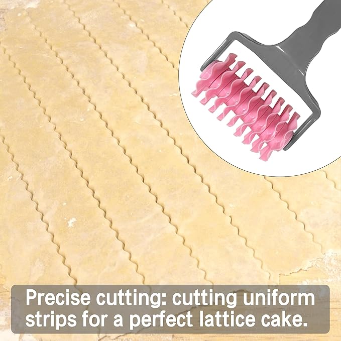 Pastry Wheel Cutter, Pasta Cutter Wheel for Fluted Pastry Ravioli Cutter Wheel with Handle, Designs Pizza Pie Crust Decorating Tools for Home and Kitchen Use - Image 5