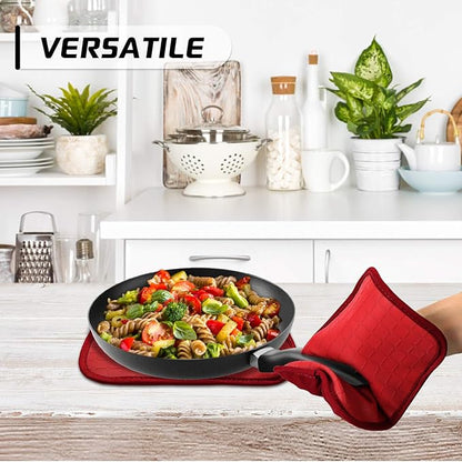 HOMWE Silicone Oven Mitts and Pot Holders for Kitchen & Baking - Set of 4 Heat-Resistant, Heavy-Duty Cooking Mittens w/Non-Slip, Textured Grip - Image 6