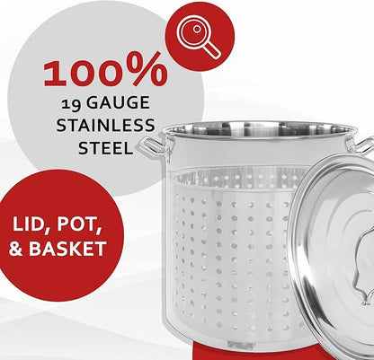 CONCORD Stainless Steel Stock Pot w/Steamer Basket. Cookware great for boiling and steaming (120 Quart) - Image 4