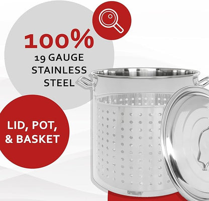 CONCORD Stainless Steel Stock Pot w/Steamer Basket. Cookware great for boiling and steaming (60 Quart) - Image 4