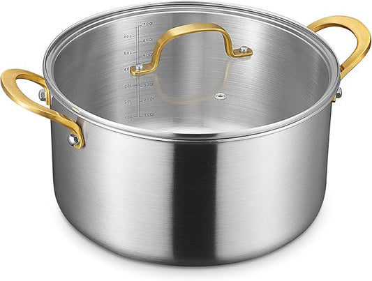 BEZIA 10 Quart 3-Ply Stainless Steel Stockpot, Soup Pot with Lid in Fully Clad Tri-Ply Stainless Steel, Even Heat Distribution, Cooking Pot with Handles, All Cooktops Compatible, Perfect for Stew by BEZIA
