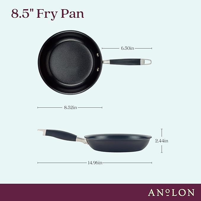 Anolon Advanced Home Hard Anodized Nonstick Frying Pan, 8.5 Inch – Small Non Stick Egg Pan, Durable Nonstick Skillet - Onyx - Image 2