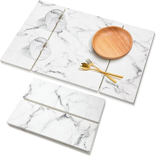 Large Stone Drying Mat for Kitchen Counter, 24"x16" Collapsible Quick Dry Dish Drying Mat, Water-Absorbent Marble Diatomaceous Earth Mats for Bottles Cups Dishes, Match Any Countertop by BOMOKSHomeAccessories