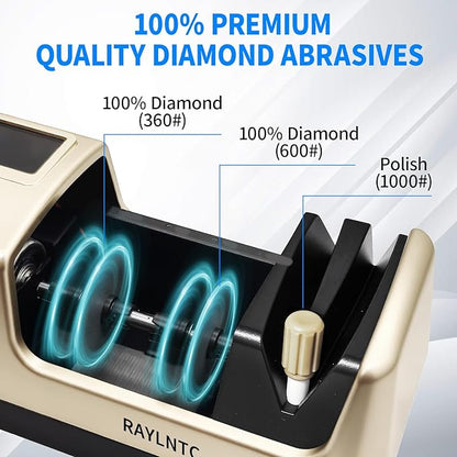 Professional 5-in-1 Electric Knife Sharpener with LCD Display,Scissor Sharpener with 3-Speed & 100% Diamond Abrasives - Precision Angle Guides for Straight, Serrated, Cleaver & Kitchen Scissors