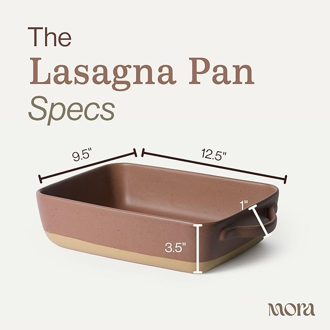 Mora Ceramic Baking Dish with Handles For Casserole, Lasagna, Gratin, Broiling, Roasting, and Baking. Large 9x13 in Pan, Extra Deep - Porcelain Serving Bakeware from Oven to Table. Freezer Safe - Terracotta - Image 2