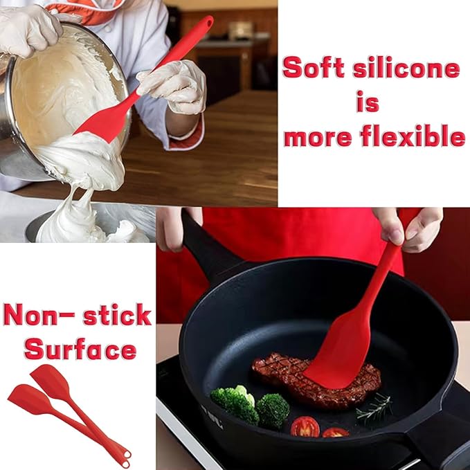 8 Pieces Silicone Spatulas, 8.3 inch Small Spatulas Non-stick Heat-Resistant Non-stick with Stainless Steel Core For Cake Cream Cooking Gadget (Red) - Image 8