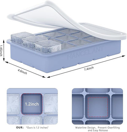 Silicone Ice Cube Tray 3 Pack, HANCELANT Ice Cube Mold, Ice Trays for Freezer with Lid for Whiskey, Baby Food, BPA Free, Easy Release - Image 5