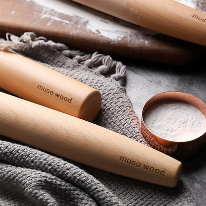 Muso Wood French Rolling Pin and Silicone Baking Mat Set, 15.75 Inch Beech Wood Tapered Rolling Pin for Fondant Pie Crust Cookie Pastry - Image 6