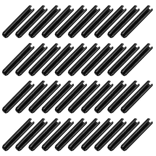 MECCANIXITY 120Pcs Slotted Split Roll Pins 4/25 Inch(4mm) Dia. 1 Inch(25mm) Length 65Mn Steel Spring Tension Expansion Dowels for Secure Fastening, Black