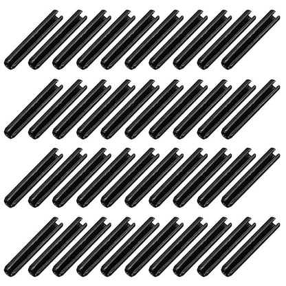 MECCANIXITY 120Pcs Slotted Split Roll Pins 4/25 Inch(4mm) Dia. 1 Inch(25mm) Length 65Mn Steel Spring Tension Expansion Dowels for Secure Fastening, Black