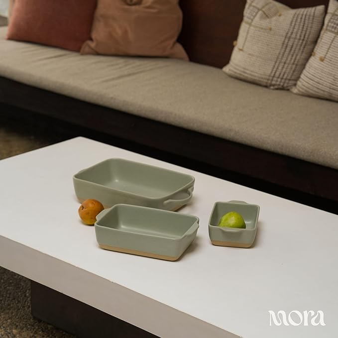 Mora Ceramic Baking Dish with Handles For Casserole, Lasagna, Gratin, Broiling, Roasting, and Baking. Large 9x13 in Pan, Extra Deep - Porcelain Serving Bakeware from Oven to Table. Freezer Safe - Thyme - Image 7