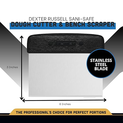 Dexter-Russell 6” x 3” Dough Cutter/Scraper – S196B, Stainless Steel Blade with Black Textured Handle, Sani-Safe Series, NSF Certified, Made in USA - Image 2