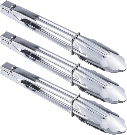 HINMAY Stainless Steel Serving Tongs Metal Cooking Tongs (9-Inch 3 Pieces) by HINMAY