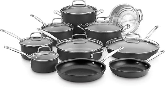 Cuisinart Chef's Classic™ Nonstick Hard Anodized 17 Piece Set w/Tempered Glass Lids by Cuisinart