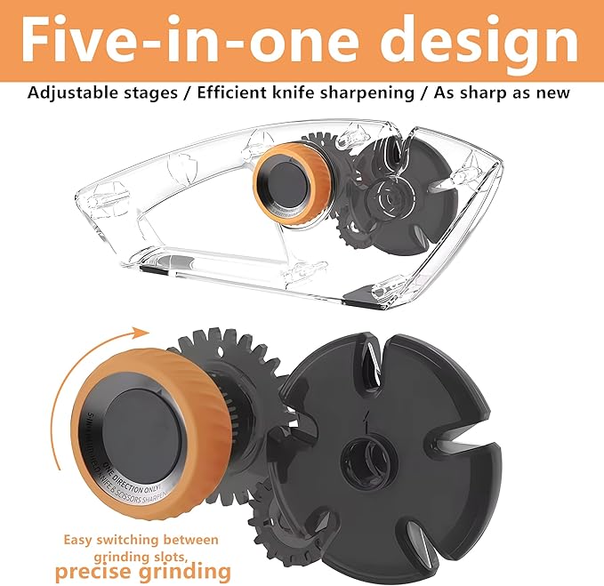 5 in 1 Versatile Manual Knife Sharpener, 5 Stages Knife Sharpeners Professional Chef's Kitchen Knife Accessories, Kitchen Blade & Scissors Sharpening Tool, Easy to Use, for Kitchen Knife - Image 2