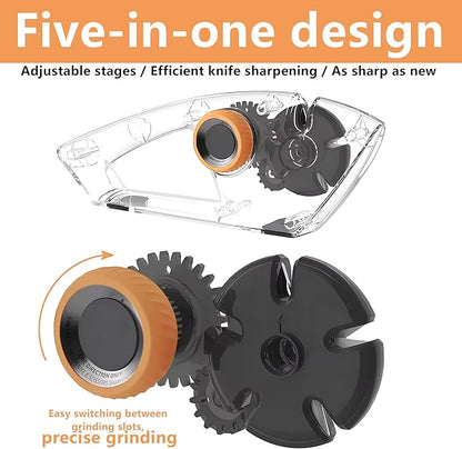 5 in 1 Versatile Manual Knife Sharpener, 5 Stages Knife Sharpeners Professional Chef's Kitchen Knife Accessories, Kitchen Blade & Scissors Sharpening Tool, Easy to Use, for Kitchen Knife - Image 2