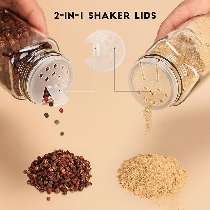 6Pcs Spice Jars with Label, 4oz Empty Square Seasoning Containers, Spice Jars with Shaker Lids, Small Spice Bottles for Salt, Herbs, Sugar, Pepper, Seasoning Jars for Spice Rack, Cabinet, or Drawer - Image 5