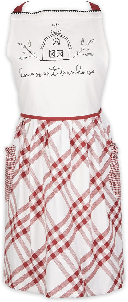 DII Home Sweet Farmhouse Kitchen Collection, Apron, Barn Red