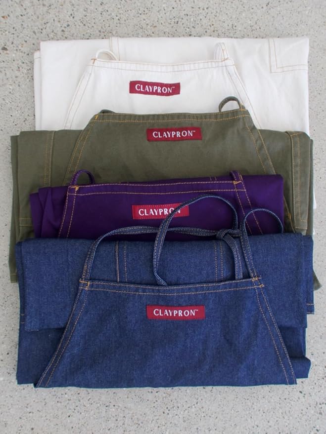 Deep Purple Split Leg Apron, Cotton Canvas Full Coverage Pottery Apron for Artists, Overlap Design for Ceramics, Glazing, Wheel Throwing