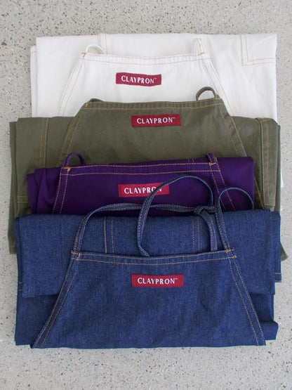 Deep Purple Split Leg Apron, Cotton Canvas Full Coverage Pottery Apron for Artists, Overlap Design for Ceramics, Glazing, Wheel Throwing